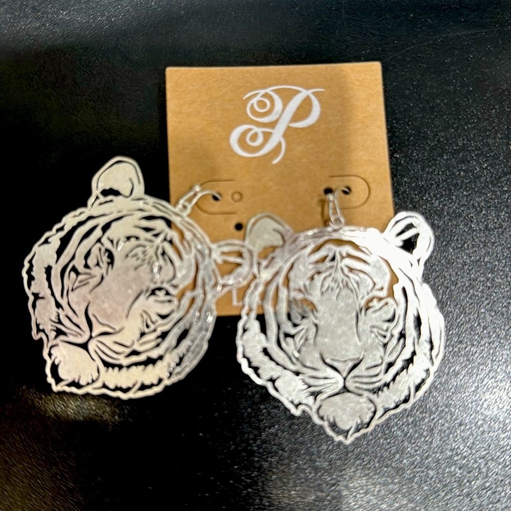 Plunder Tiger Metal Cut Out Earrings